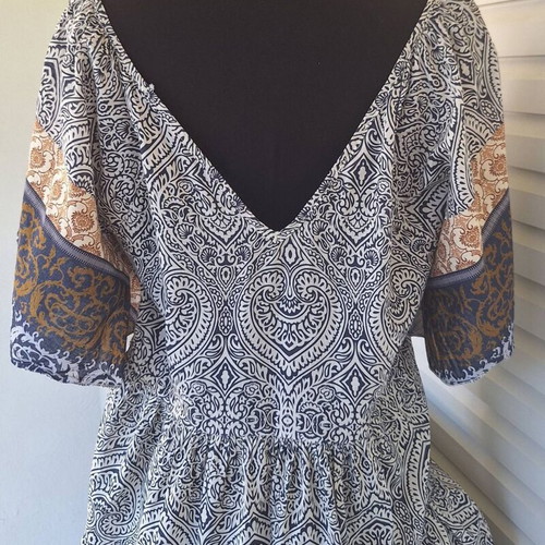 Maxi dress with paisley pattern and boho style, new, Achilleas Accessories