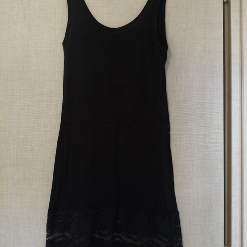 Black sleeveless dress slip style with lace hem one size new