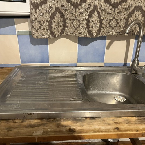 Stainless steel double kitchen sink 1.20x0.50 with faucet and drainage parts