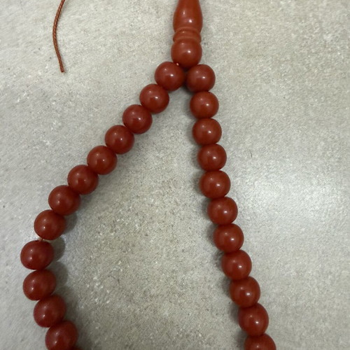 Komboloi bakelite worry beads used, 33 beads, 15 cm