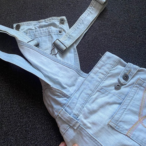 Denim skirt-overalls light blue used
