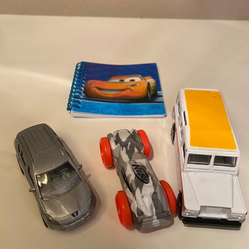 Set of used metal cars and nerf with MacQueen notebook gift