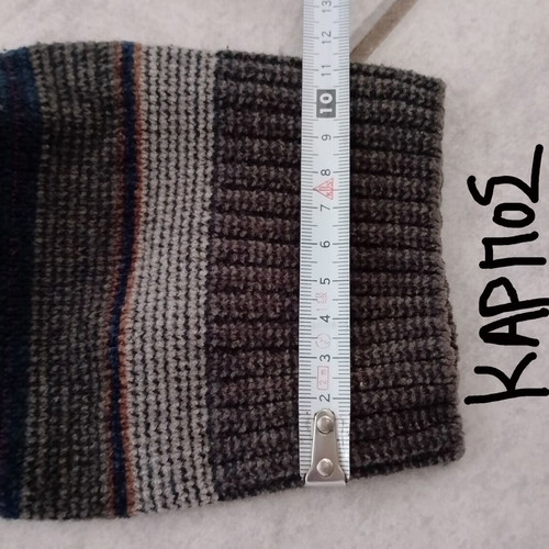 Men's striped wool sweater size L like new, gray and brown
