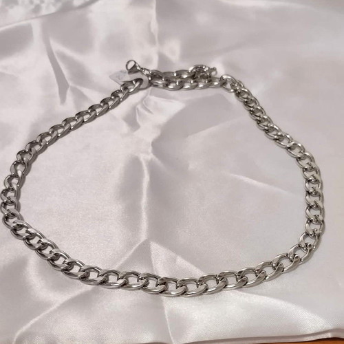 Chain with classic steel link 9mm width 55cm length new silver