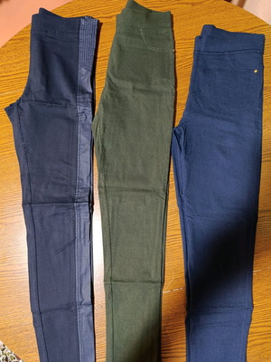 Jeans leggings used S/M, elastic, blue and green