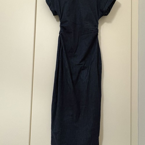 Zara denim midi dress with side zipper and front slit