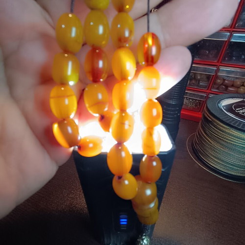 Komboloi worry beads with metal tassel, 33 beads