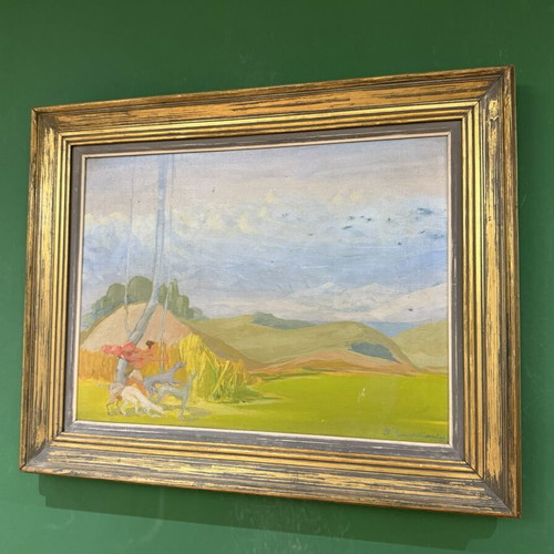 Oil painting by artist V. Panagiotopoulos, mythological theme