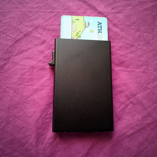 Card holder with RFID and slide mechanism black new