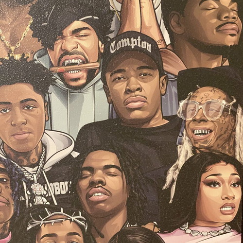 Hip hop icons poster mounted on wood