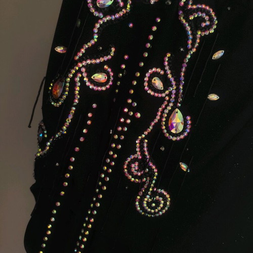 Belly dance oriental costume black with rhinestones and stones new