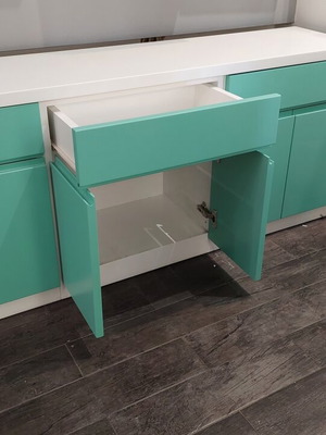 Cabinet with Drawer and Double Doors turquoise like new