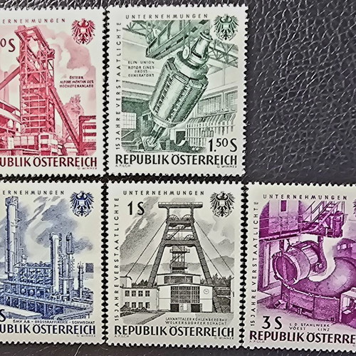 Αυστρία σειρά γραμματοσήμων 1961, 5 ασφράγιστα