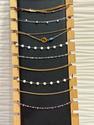 Anklet bracelet new, stainless steel, multicolor, set of 2 with gift