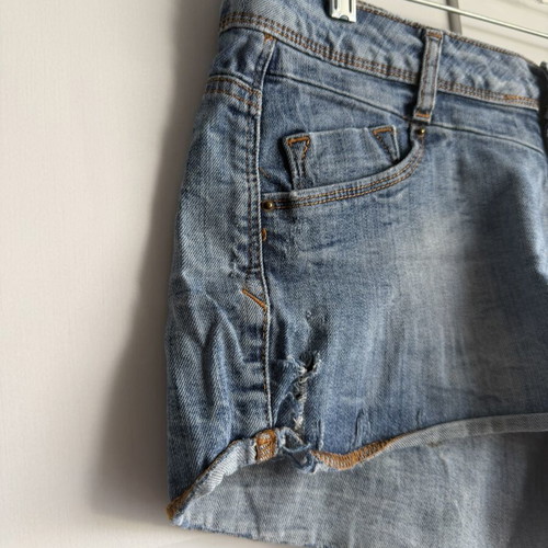 Zara TRF Distressed Denim Shorts Size L 40 Used Blue
