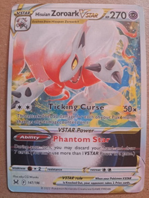 Hisuian Zoroark Vstar 147/196 Pokemon card like new