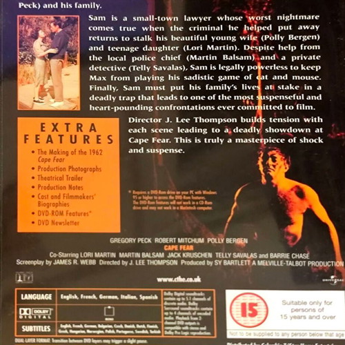 Cape Fear DVD θρίλερ μεταχειρισμένο με Gregory Peck και Robert Mitchum