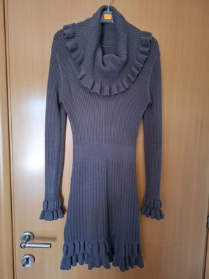 Knitted dress used, winter, mini, dark gray
