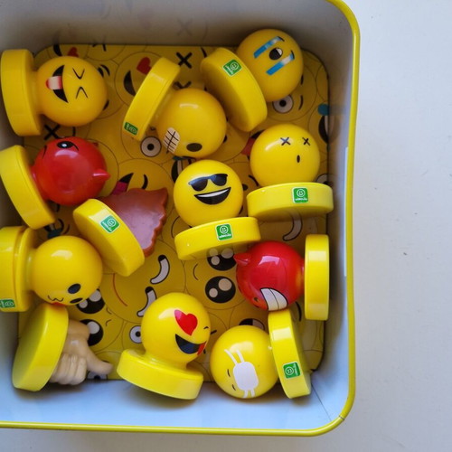 Emoji stamps set of 12 with metal storage box
