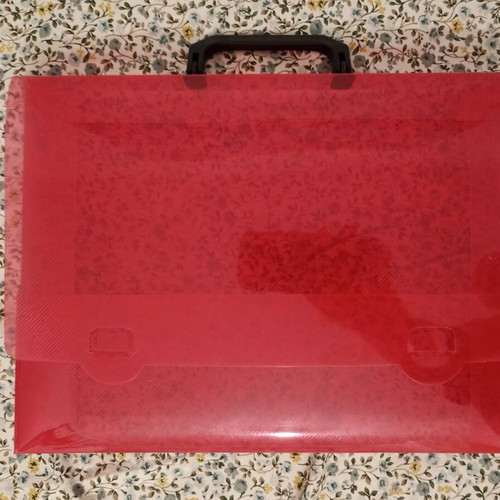 Plastic Document Case with Handle, Red, Like New