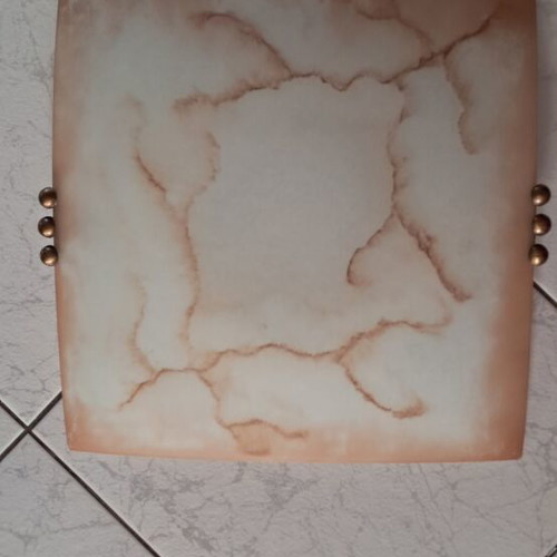 Ceiling light with glass shade like new, beige-white 39.5cm×39.5cm