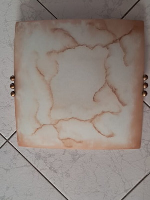 Ceiling light with glass shade like new, beige-white 39.5cm×39.5cm