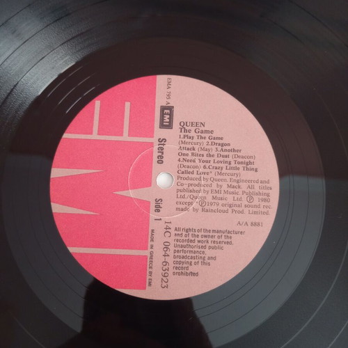 Queen The Game vinyl used, 1st Greek edition 1981