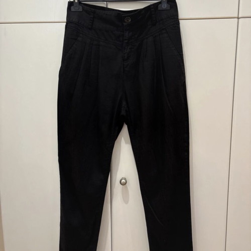 Bershka black pants new, high-waisted with pleats