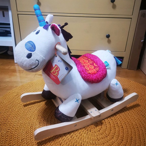 B.Toys Rocking Unicorn Horse like new, natural wood