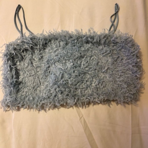 Zara blue crop top with feathers like new