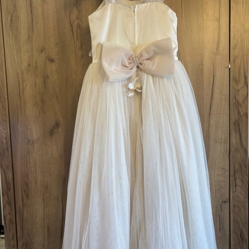 Handmade baptism dress with bow for girls, like new
