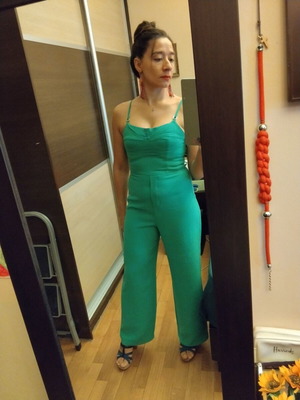 Mango jumpsuit small size, green