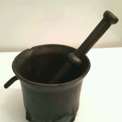 Bronze mortar used vintage, height 11cm