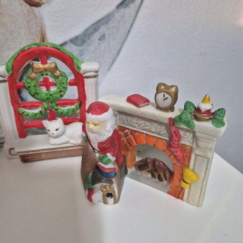Vintage Christmas ceramic candle holders like new