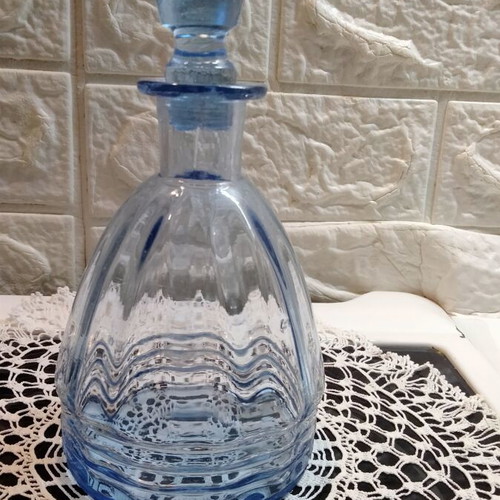 Vintage blue glass liqueur decanter