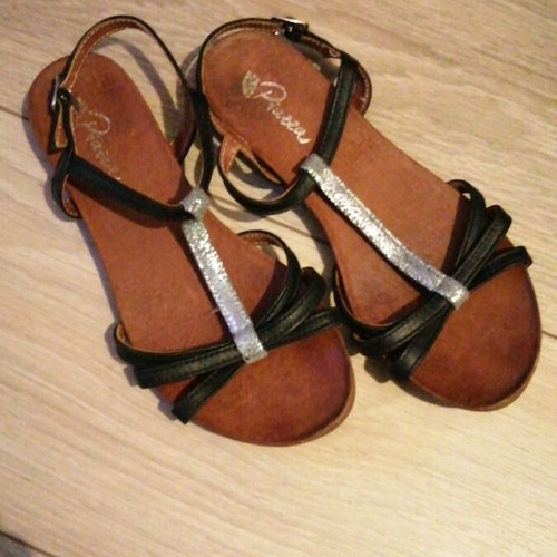 Piazza sandals size 37 used, black, hard sole