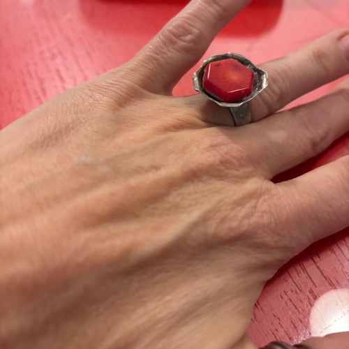Silver ring with red stone!