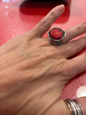 Silver ring with red stone!