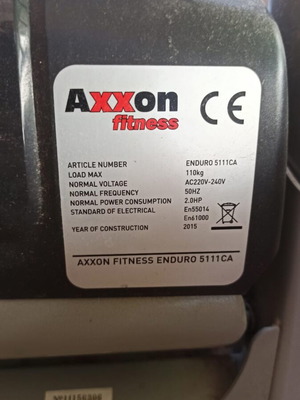 Axxon Fitness Enduro 5111CA treadmill like new, 2.0 HP, 110kg max load