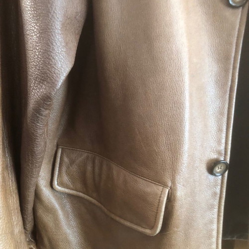 Trapper leather jacket coat new brown size 50 Italian