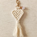 Macrame heart keychain new, beige