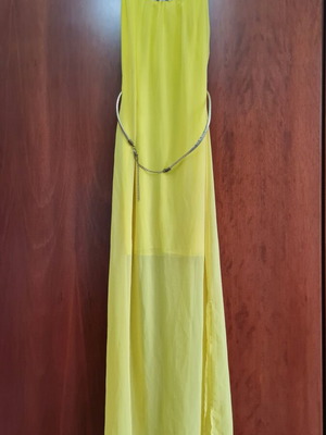 Long dress with belt small, new, yellow