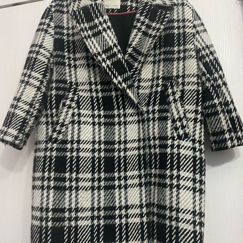 Zara women's jacket-coat used, black and white, loose fit size M
