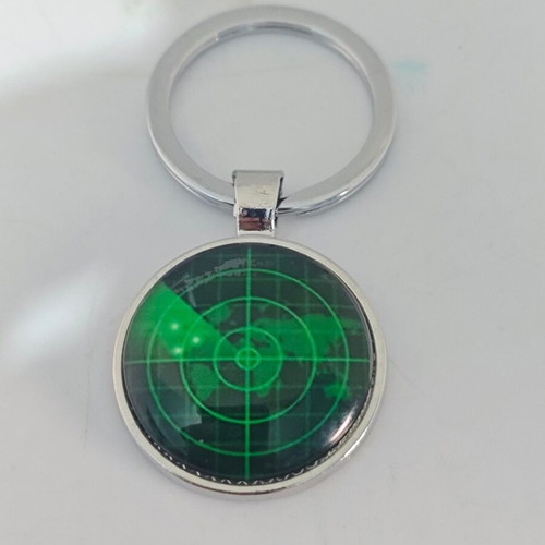 Metal keychain like new with green radar screen design