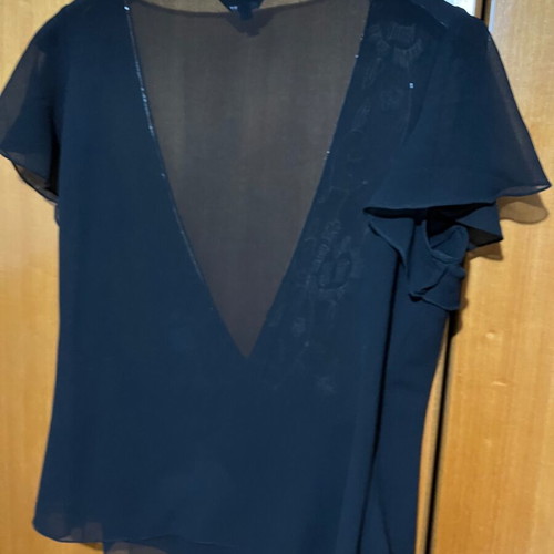 Cruaze Sheer Blouse like new, black with embroidery