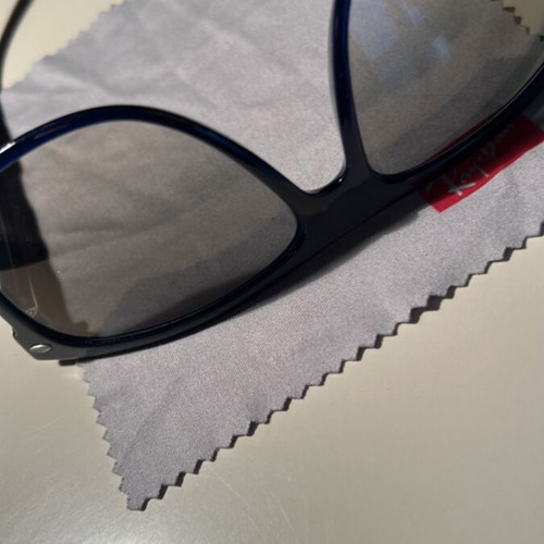 Ray-Ban 4147 sunglasses, blue semi-transparent frame, tinted lenses