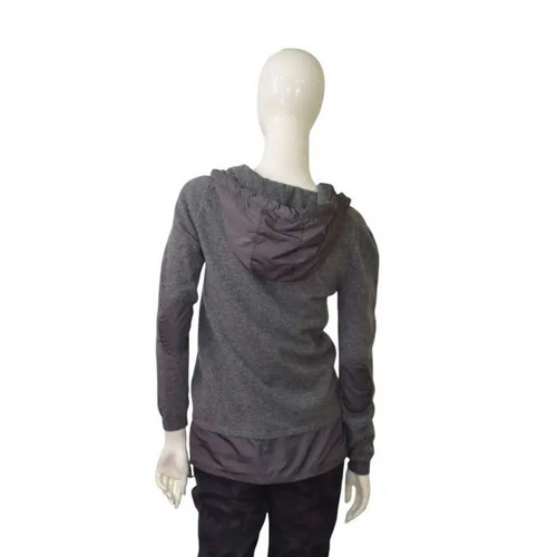 Moncler gray virgin wool knit hooded top used, size S