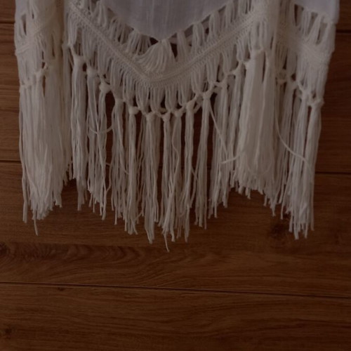 Beach dress linen with crochet embroidery, new, white, size XL