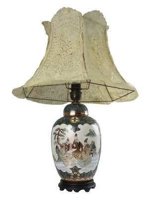 Επιτραπέζιο φωτιστικό με πορσελάνη και ξύλο του 1980 καινούργιο