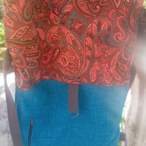 Roll up backpack new, blue and purple, waterproof fabric